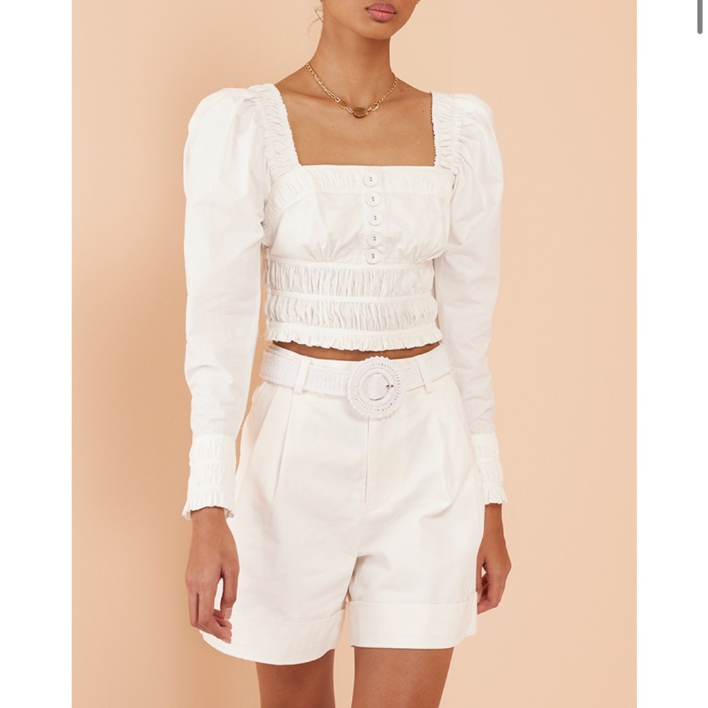 Brigitte Top in Off White
MAGALI PASCAL
Poplin top ruched smocked